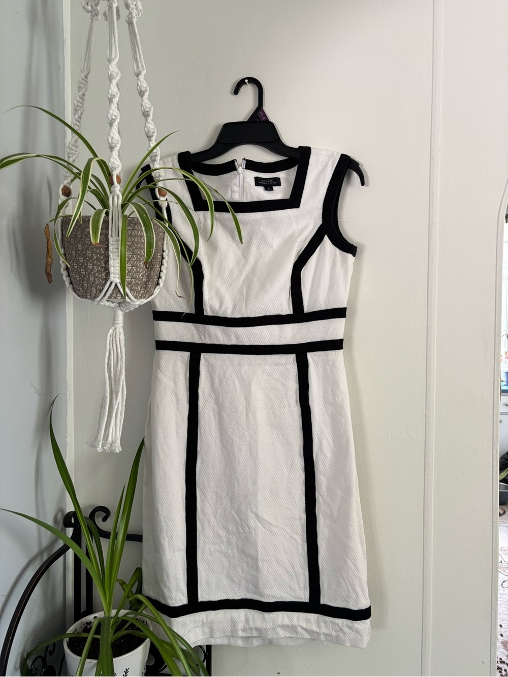 Black-Trim White Midi Dress by Ann Taylor